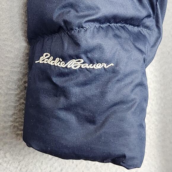 Eddie Bauer Coat Womens Medium Down Puffer Parka EB650 Faux Fur Hood 2-Way Zip - Picture 9 of 14